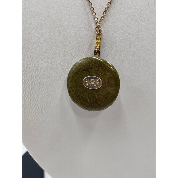 Alexis Bittar Handcrafted White Lucite
Pendent Necklace Gold 
Backing Signed - Picture 8 of 14